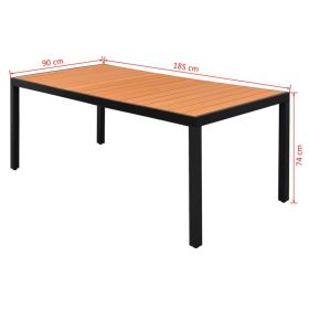 vidaXL Garden Table Brown 185x90x74 cm Aluminium and WPC