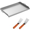 VEVOR Stainless Steel Griddle,32" X 17" Universal Flat Top Rectangular Plate , BBQ Charcoal/Gas Grill with 2 Handles and Grease Groove with Hole