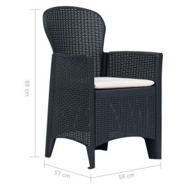 vidaXL 3 Piece Bistro Set Plastic Rattan Anthracite