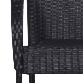 vidaXL Stackable Outdoor Chairs 2 pcs Poly Rattan Black