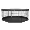 VEVOR Dog Playpen, 8 Panels Foldable Metal Dog Exercise Pen with Top Cover and Bottom Pad, 24" H Pet Fence Puppy Crate Kennel