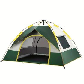 Tent Outdoor Camping 3-4 People Automatic Quickly Open (Option: Dark Green Silver Glue-Double)